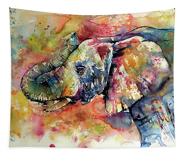 Big Colorful Elephant #4 Tapestry