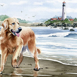 Golden Retriever at the Beach by David Rogers