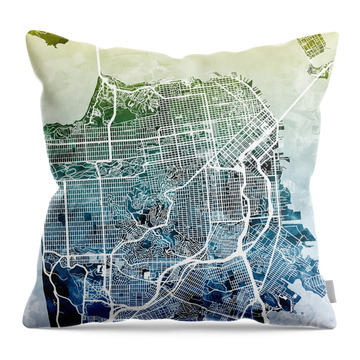 San Francisco City Street Map #1 Throw Pillow