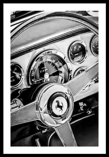 1960 Ferrari 250 Gt Cabriolet Pininfarina Series Ii Steering Wheel Emblem -1319bw Framed Print