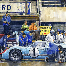 1966 Le Mans 24 Pit Stop  Ford GT40 MkII  Ken Miles Denny Hulme  by Yuriy Shevchuk