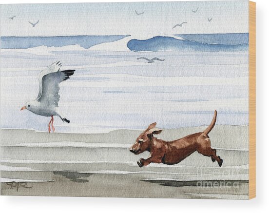 Dachshund At The Beach  #7 Wood Print