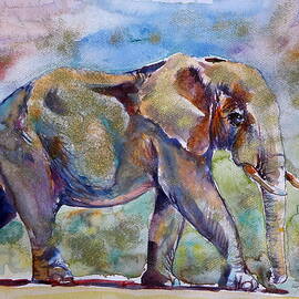 Elephant in gold by Kovacs Anna Brigitta