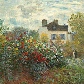 A Corner of the Garden with Dahlias by Claude Monet