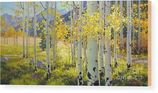 Afternoon Aspen Grove Wood Print