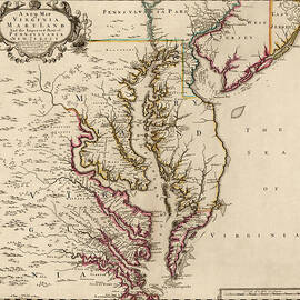 Antique Map of Maryland and Virginia by John Senex - 1719 by Blue Monocle