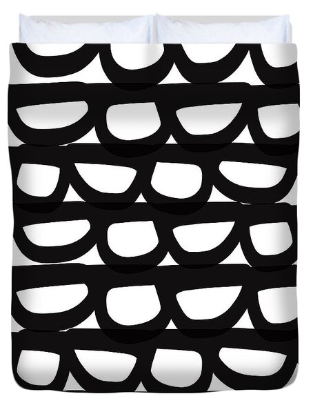 Black And White Pebbles- Art By Linda Woods Duvet Cover
