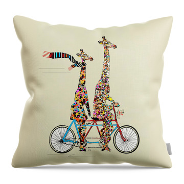 Giraffe Days Lets Tandem Throw Pillow