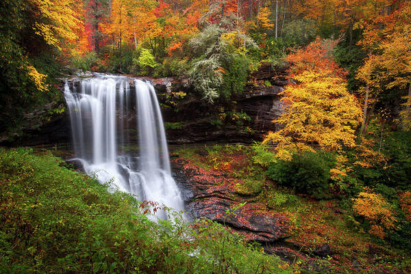 Autumn At Dry Falls - Highlands Nc Waterfalls Art Print