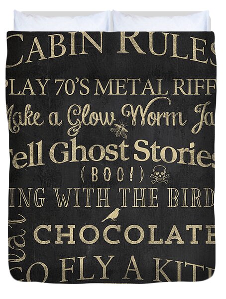 Cabin Rules Ii Duvet Cover