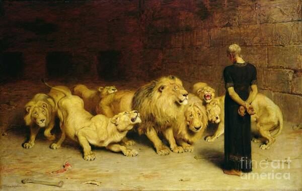 Wall Art - Painting - Daniel in the Lions Den by Briton Riviere