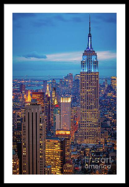 Empire State Blue Night Framed Print