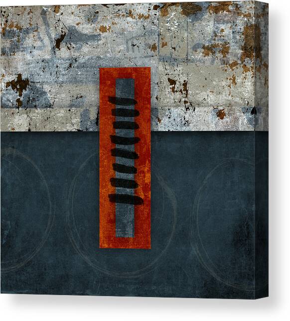 Fiery Red and Indigo One of Two Canvas Art Print by Carol Leigh