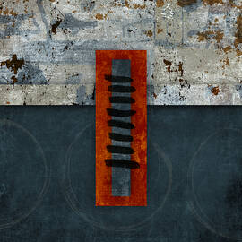 Fiery Red and Indigo One of Two by Carol Leigh