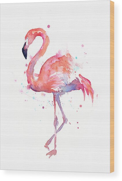 Flamingo Watercolor Wood Print