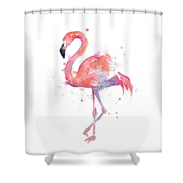 Flamingo Watercolor Shower Curtain