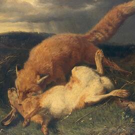 Fox And Hare, 1866 by Johann Baptist Hofner