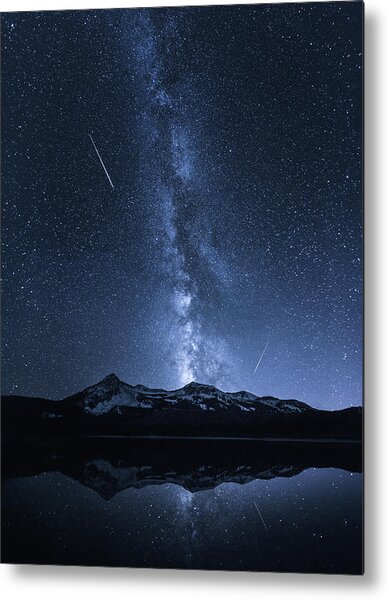 Galaxies Reflection Metal Print