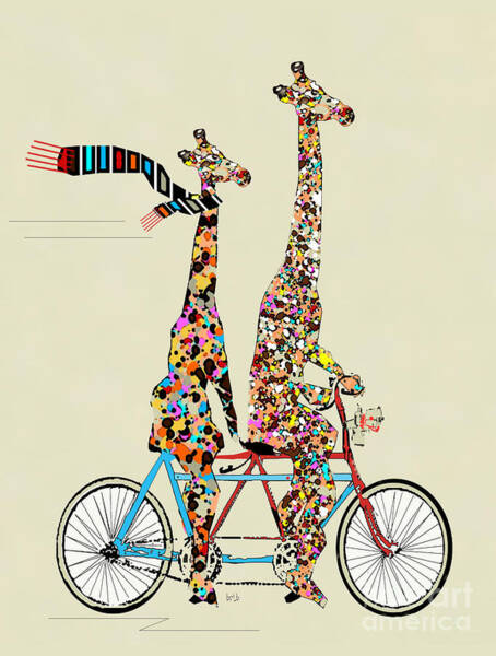 Giraffe Days Lets Tandem Art Print