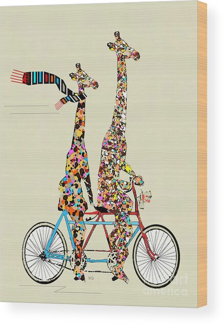 Giraffe Days Lets Tandem Wood Print