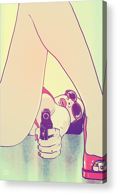 Girl Pointing Gun Acrylic Print