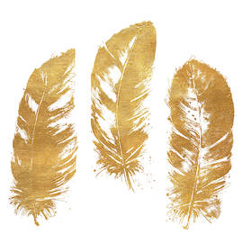 Gold Feather Square by Patricia Pinto