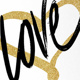 Gold Heart Black Script Love by South Social Studio