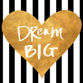 Gold Heart On Stripes I by South Social Graphics