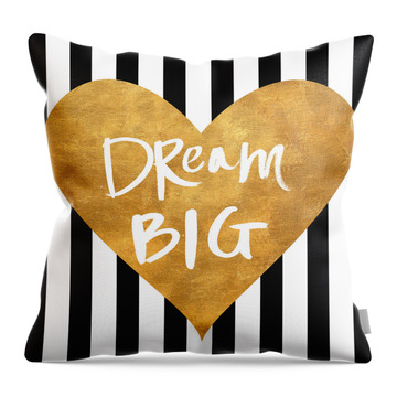 Gold Heart On Stripes I Throw Pillow