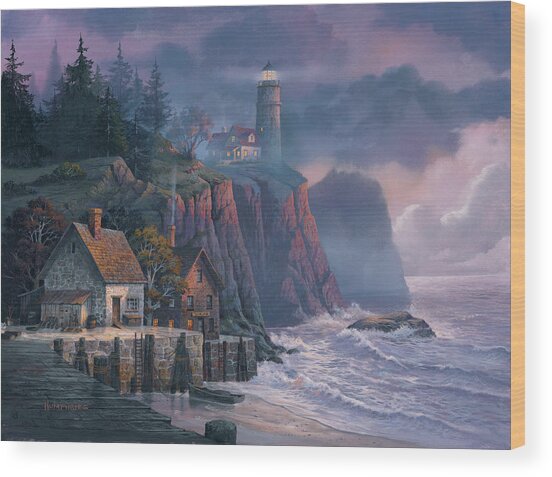 Harbor Light Hideaway Wood Print
