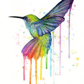 Hummingbird of Watercolor Rainbow by Olga Shvartsur