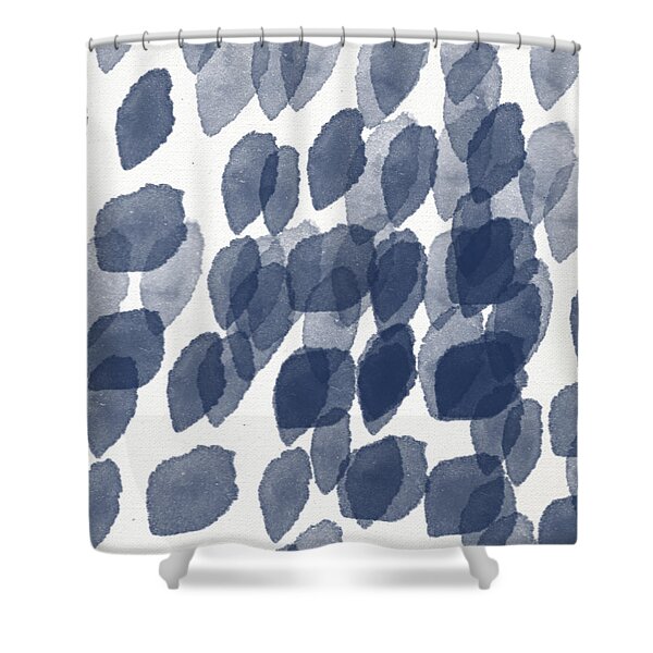 Indigo Rain- Abstract Blue And White Painting Shower Curtain