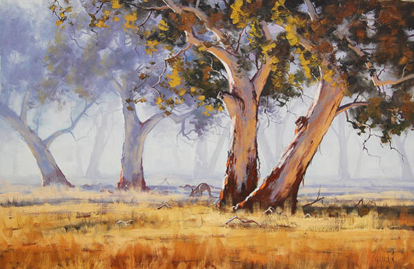 Wall Art - Painting - Kangaroo Grazing by Graham Gercken