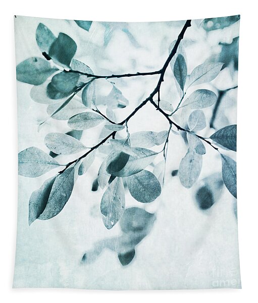 Leaves In Dusty Blue Tapestry
