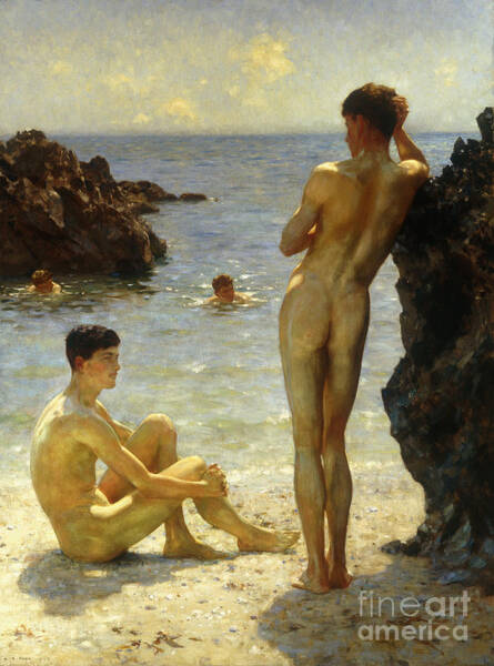 Wall Art - Painting - Lovers of the Sun by Henry Scott Tuke