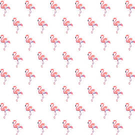 Pink Flamingo Watercolor Pattern by Olga Shvartsur