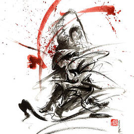 Abstract Samurai Painting, Samurai Warrior Poster, Samurai Sword Wallpaper, Samurai Home Decor by Mariusz Szmerdt