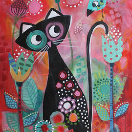 Black cat and blue bird by Johanna Virtanen