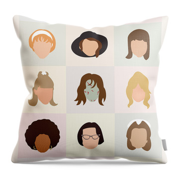 Seventies Movie Chicks Throw Pillow