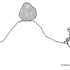 Sisyphus Balances The Boulder At The Top by Michael Crawford