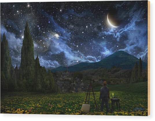 Starry Night Wood Print