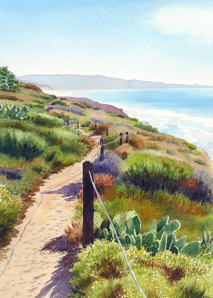 Wall Art - Painting - Torrey Pines Guy Fleming Trail by Mary Helmreich