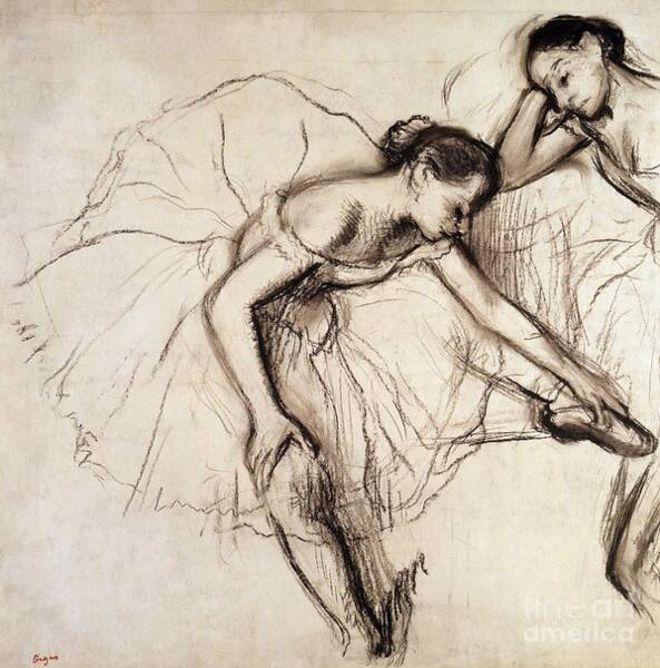 Wall Art - Drawing - Two Dancers Resting by Edgar Degas
