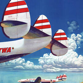 Fly the Finest... Fly TWA USA Vintage Travel Poster by Vintage Treasure