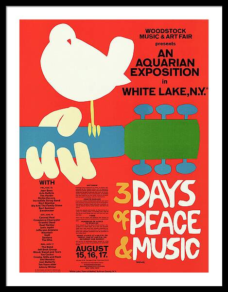 ''woodstock'' Poster 1969, Art By Alexander Skolnick Framed Print