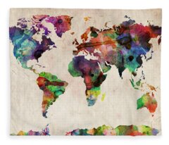 Maps Fleece Blankets for Sale